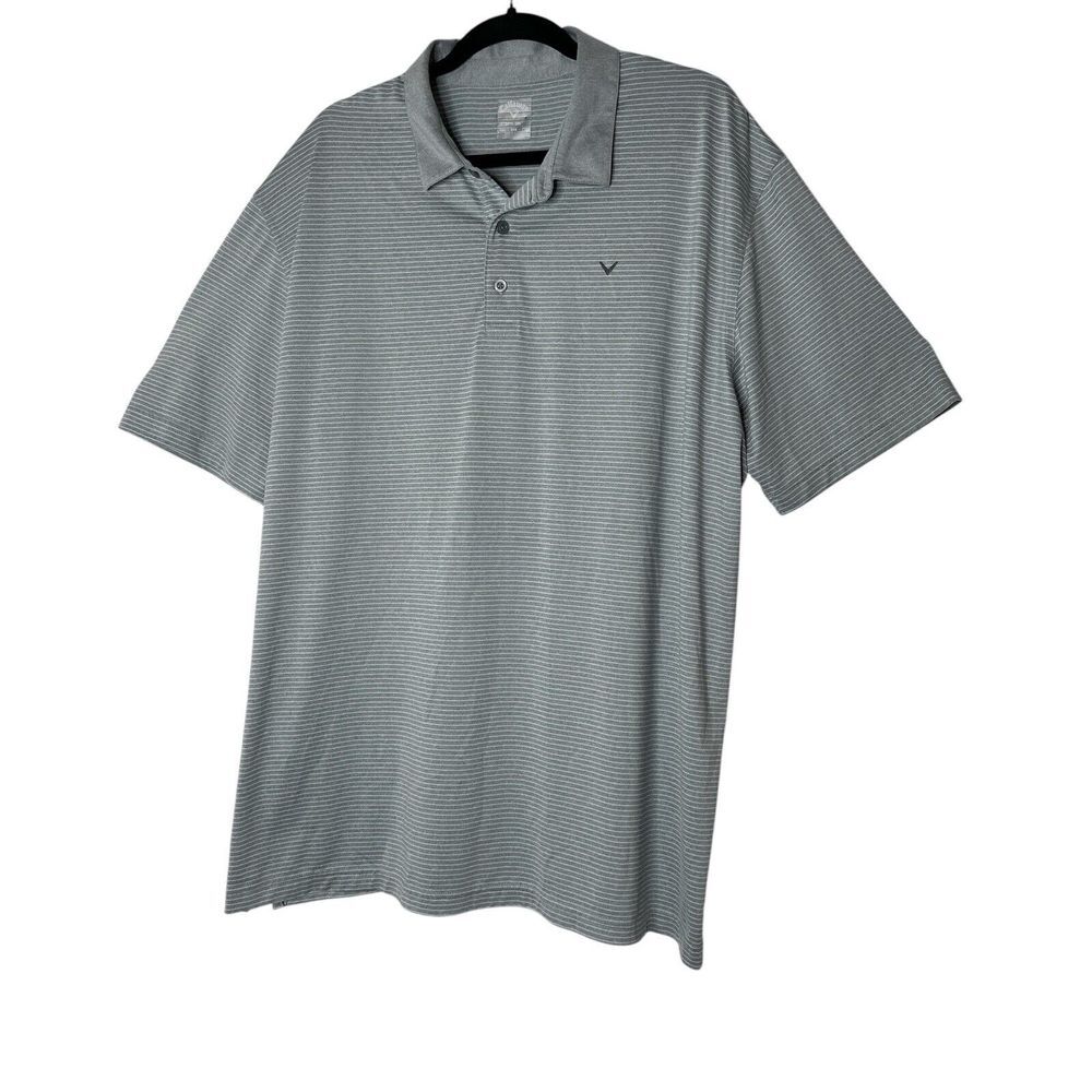 Callaway Polo Shirt‎ Men's XXL Gray Opti Dri Performance Logo Stretch Golf